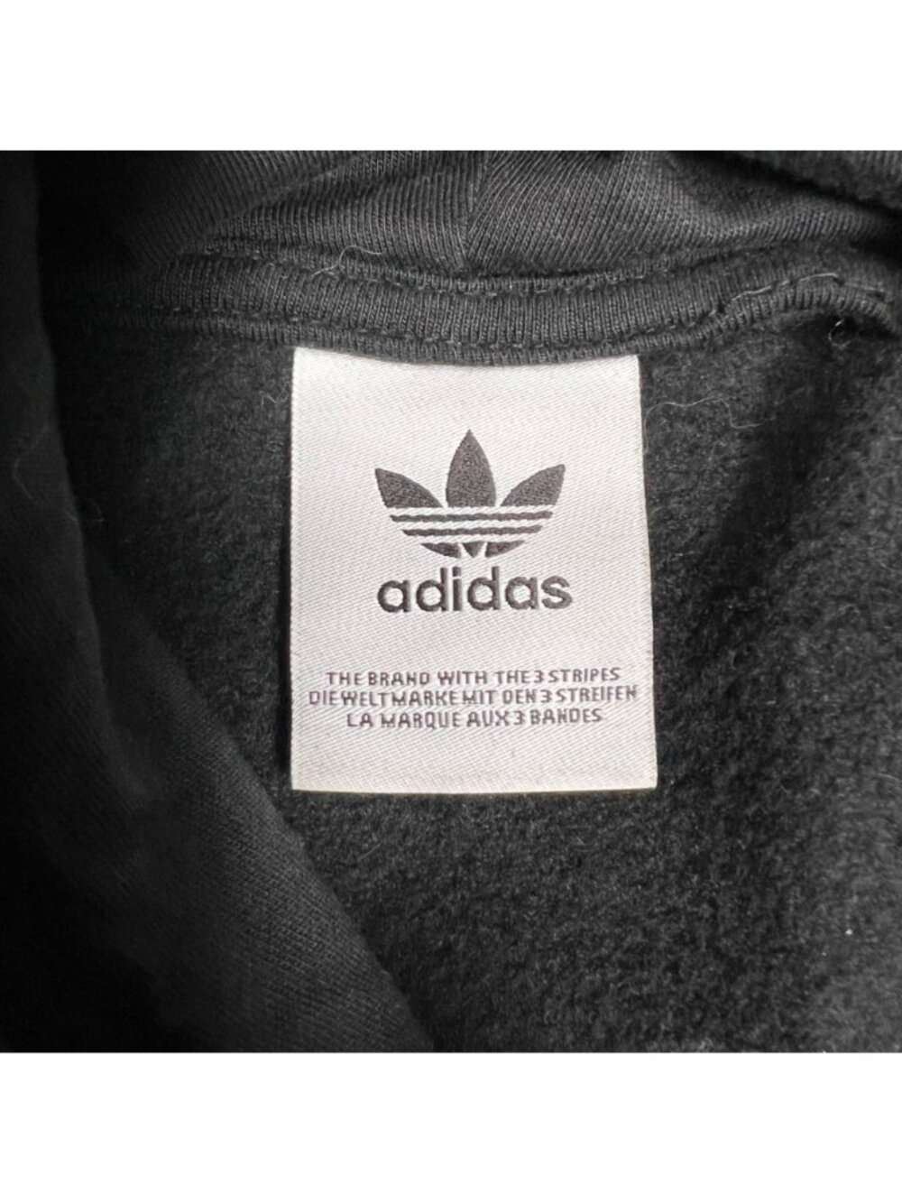 Adidas Black & Gold Trefoil Logo Cropped Hoodie Womens L - Picture 5 of 5